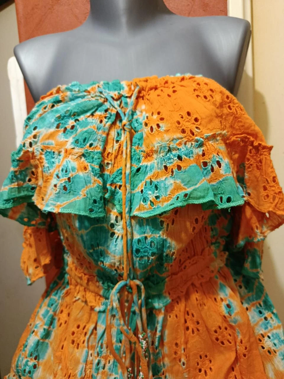 Unique asymmetric 2-in-1 dress with English embroidery, vintage chic, extremely rare size – photo 9